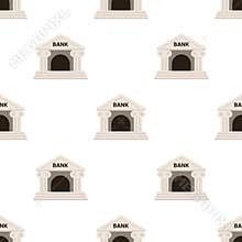 Small Bank Building Icon Seamless Pattern