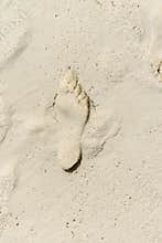 Foot print at the beach