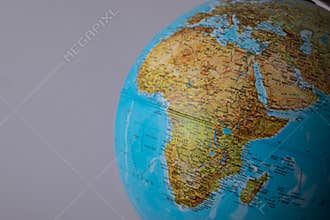 Africa and middle east map on a globe with earth map in the background