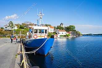 Ferryboat dock at the seaport in Brevik, Norway.