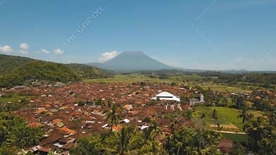 Mountain landscape farmlands and village Bali, Indonesia.