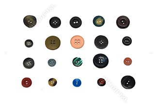 Mixed vintage Sewing Buttons with a Clipping Path.