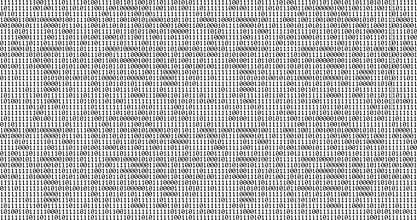 Zero and one black binary digital code on white background, computer generated seamless loop abstract motion background, new