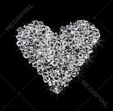 Heart of diamonds on black