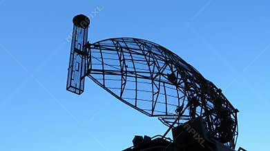 Rotating antenna of military radar air defense system.