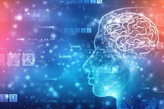 Abstract Artificial intelligence. Creative Brain Concept, Technology web background