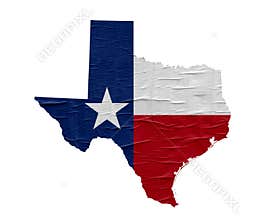 US State Texas map with flag