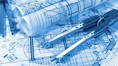 Blueprints - rolls of architectural drawings