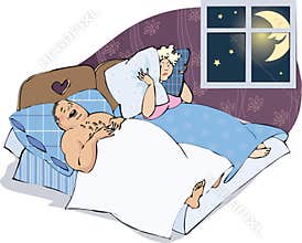 Snoring man with wife
