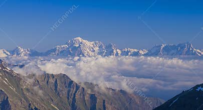 Mont Blanc massif view from Aosta Valley