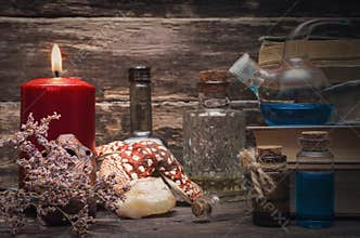 Magic potion or essential oil bottles.