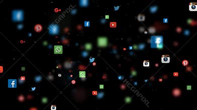 Seamless Loop Of Social Media App Icons Moving