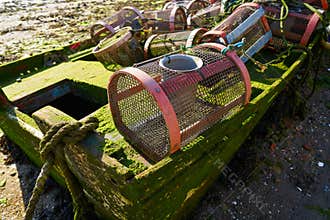 Combarro fishing tackle of boats in Pontevedra