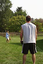 Father and Son Playing catch