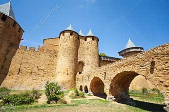 Front entrance of Count`s Castle in Carcassonne