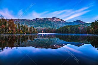 Table Rock State Park and Pinnacle Lake at Sunrise near Greenville South Carolina SC