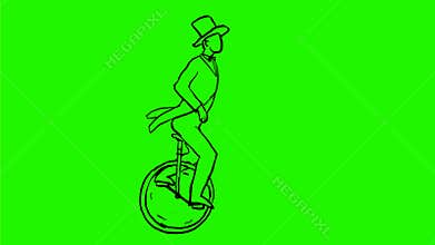 Circus Performer Riding Unicycle Drawing 2D Animation