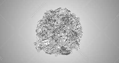 Silver Sphere Morphing into Fractal Foil Seamless Loop 4k Rendered Video Animation.