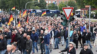 Chemnitz, Germany - September 01, 2018: Afd demonstration Trauermarsch