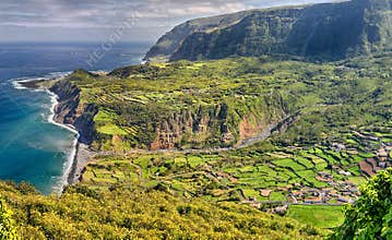 View of the Westcoast of Isle Flores Azores islands