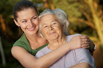 Embracing grandmother