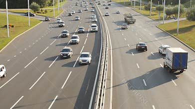 Ecological problems concept. Road traffic in big city