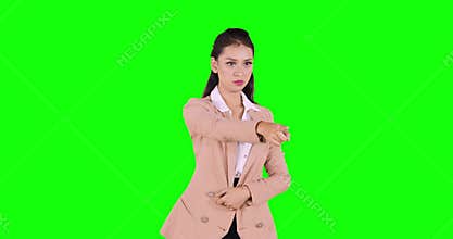 Business woman pointing her finger to you