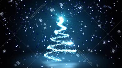 Blue glittering sparkles christmas tree