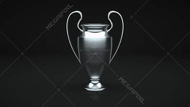 Rotating Metal UEFA Champions League Trophy Cup with alpha channel Matte. Loop-able