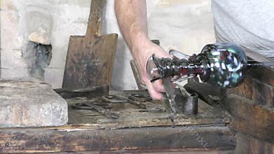 Making glass sculptures in Murano Italy