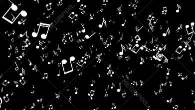 Motion the musical notes. Black background