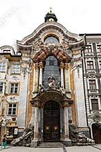 Munich, Germany - Jul 07, 2021: Historic facade of the baroque Asam Church, Asamkirche in Munich, Germany