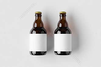 Steinie beer bottle mockup with blank label