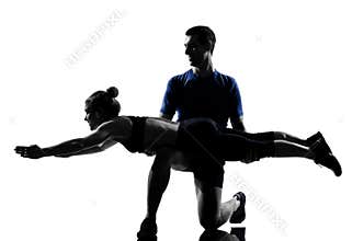 Couple woman man exercising workout
