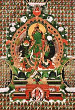 Spiritual hermetic illustration of the tibetan green tara