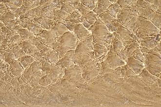 Transparent water ripple, sand waves and sunlight glare.