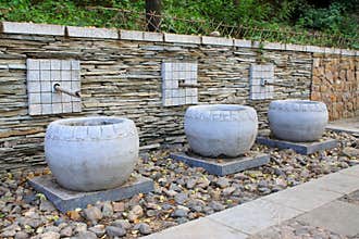 Water landscape architecture in a temple