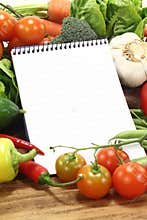 Shopping list with vegetables