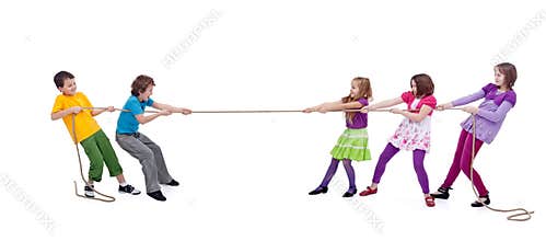 Kids playing tug of war