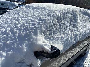 Frosty Car in January in Winter