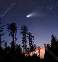 A comet in the evening sky