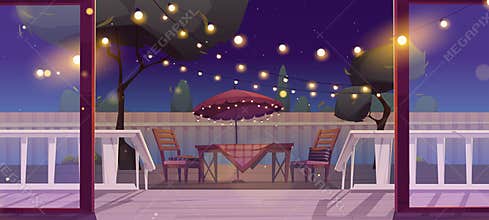 Cottage wooden terrace at back yard with BBQ area
