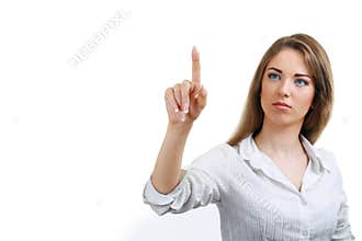 Young woman pointing