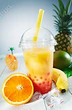 Healthy bubble tea tropical smoothie