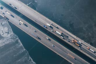 Aerial view of Haihe Bridge in Tianjin Binhai New Area