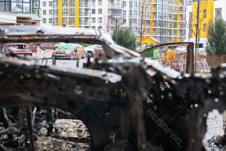 Photography to theme war destroyed Ukraine it russian troops