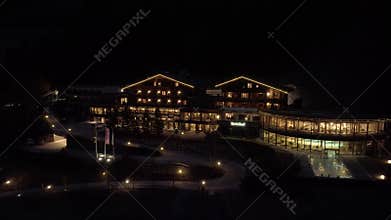 Beautiful hotel in the middle of the Alpine mountains. Luxury life concept.