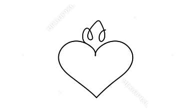 Crowned heart video in sketch style. King and queen signs, doodle wedding icon line clip.