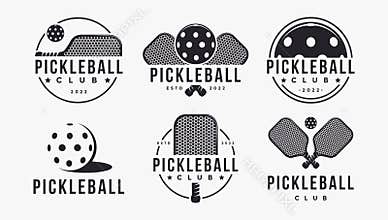 Set of Vintage Pickleball logo badge label vector