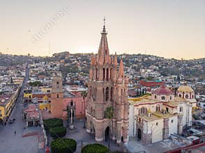 San Miguel de Allende in Guanajuato, Mexico. Aerial view at sunrise
